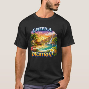 Tropical island print T-shirt