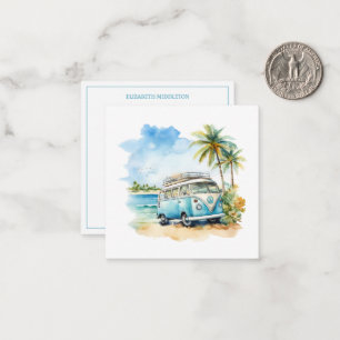 Tropical Island Retro Blue Bus Card