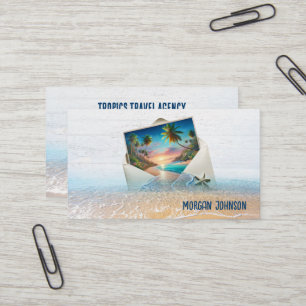 Tropical Island Scene In Envelope Business Card