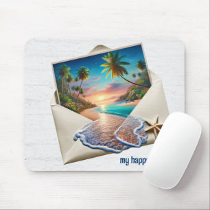 Tropical Island Scene In Envelope Mouse Pad