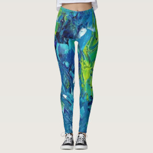 Tropical Island Sea Blue Green YOGA PANTS Leggings