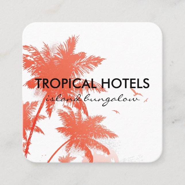 Tropical Island Square Business Card (Front)