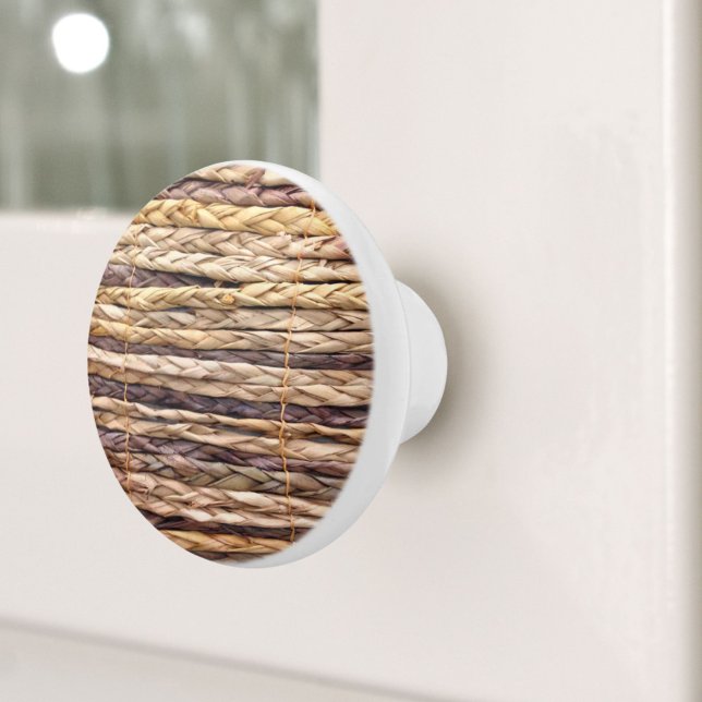 tropical island style beach rustic woven wicker ceramic knob (tropical island style beach rustic woven wicker ceramic knob)