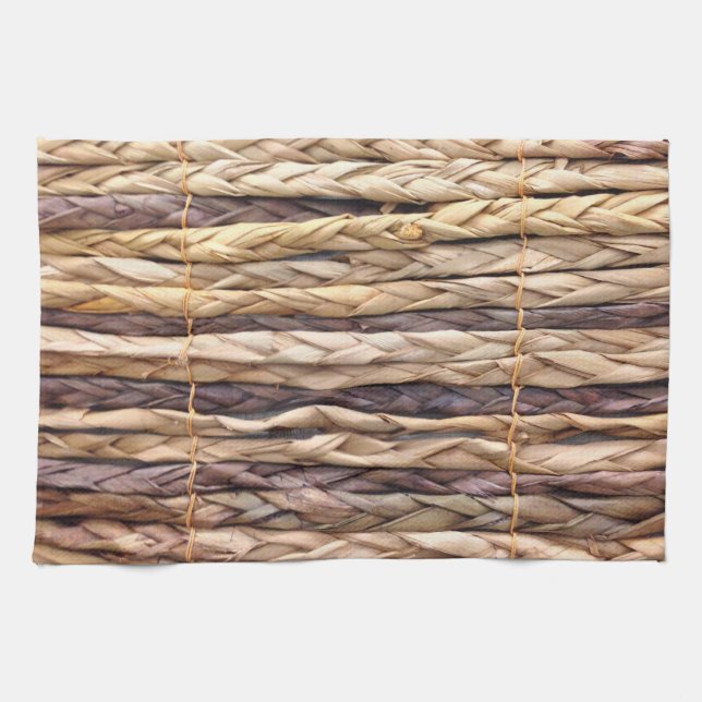 tropical island style beach rustic woven wicker kitchen towel (Horizontal)