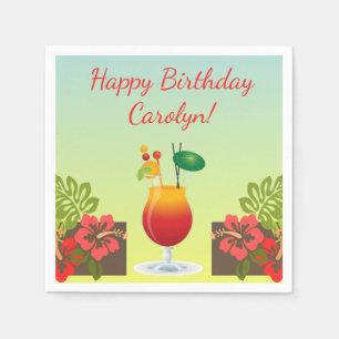 Tropical Island Summer Cocktail Drink Birthday Fun Napkin