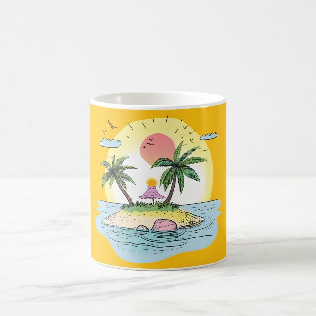 Tropical Island Sunset Drinkware Coffee Mug (Center)
