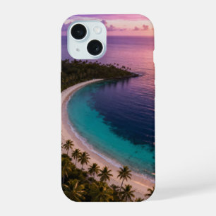 Tropical Island Sunset Landscape iPhone 15 Case