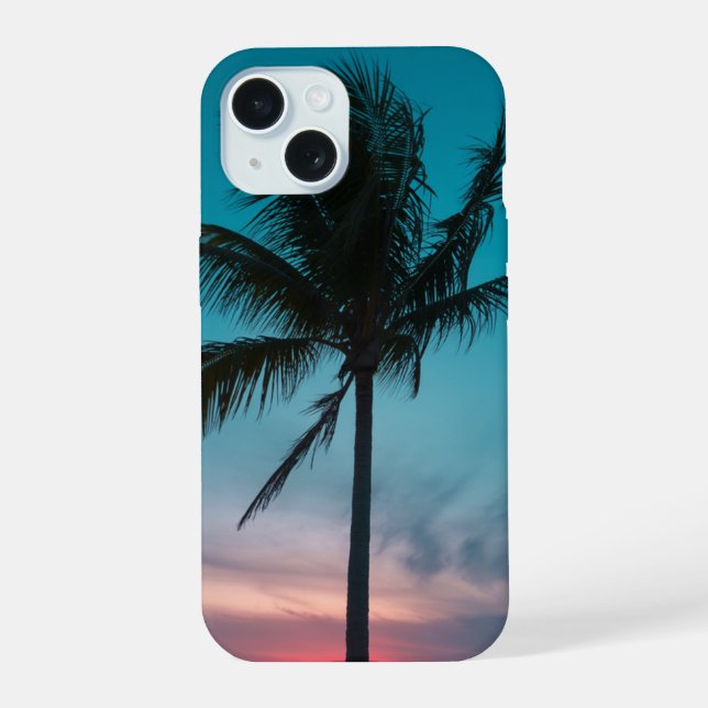Tropical Island Sunset Landscape iPhone 15 Case (Back)