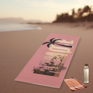 Tropical Island Sunset Palm Trees Yoga Mat