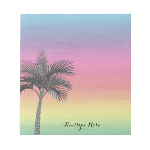 Tropical Island Sunset   Personalized Palm Tree Notepad