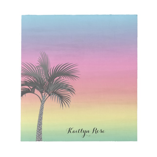 Tropical Island Sunset | Personalized Palm Tree Notepad (Front)
