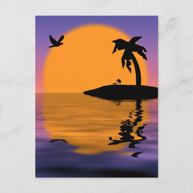 Tropical Island Sunset Postcard (Front)