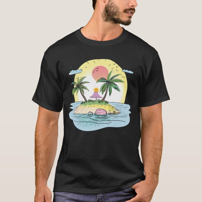 Tropical Island Sunset Streetwear T-Shirt (Front)