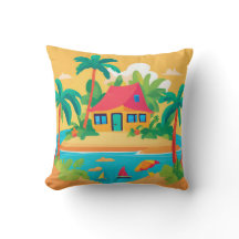 Tropical island Throw Pillow