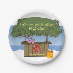 Tropical Island Tiki Hut Bar Wedding Theme Summer Paper Plate