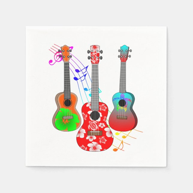 Tropical Island Ukulele Player Music Napkin (Front)