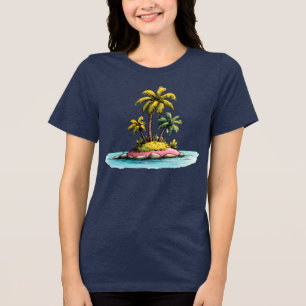 Tropical Island Vibes Palm Tree Graphic T-Shirt Tri-Blend Shirt