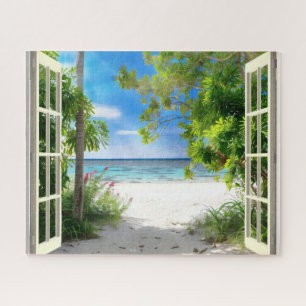 Tropical Island Window View Jigsaw Puzzle
