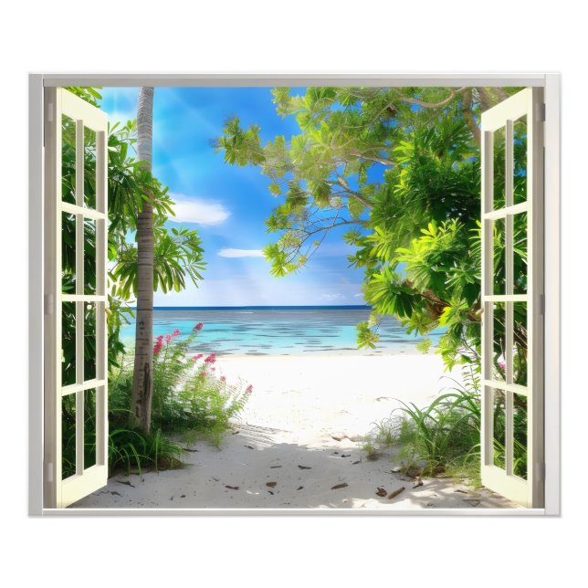 Tropical Island Window View Photo Print (Front)