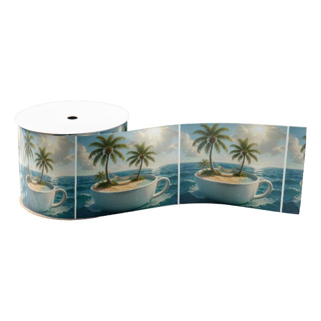Tropical Island With Hammock in a Teacup Grosgrain Ribbon (Spool)