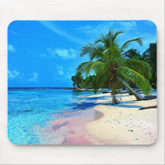 Tropical Island With Palm Trees And Sandy Beach Mouse Pad