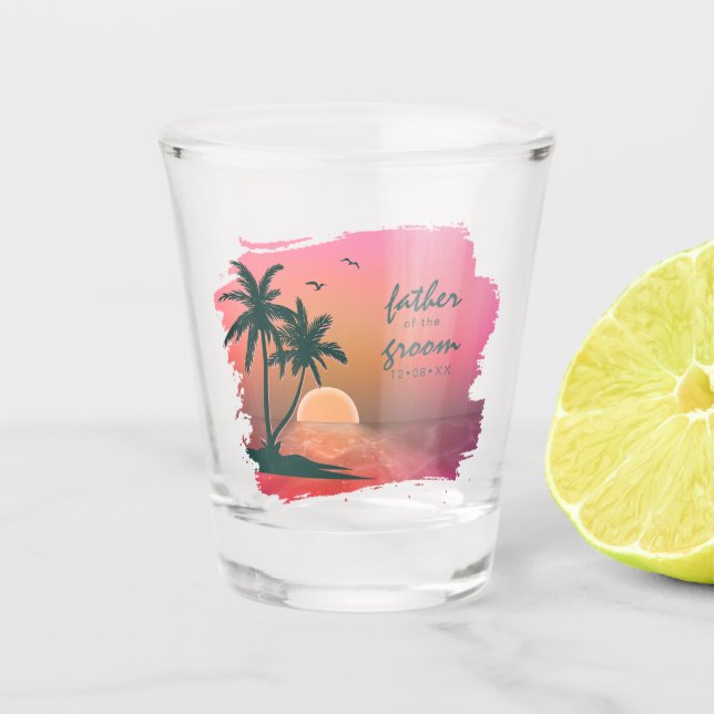 Tropical Isle Father of the Groom Pink ID581 Shot Glass (Front)