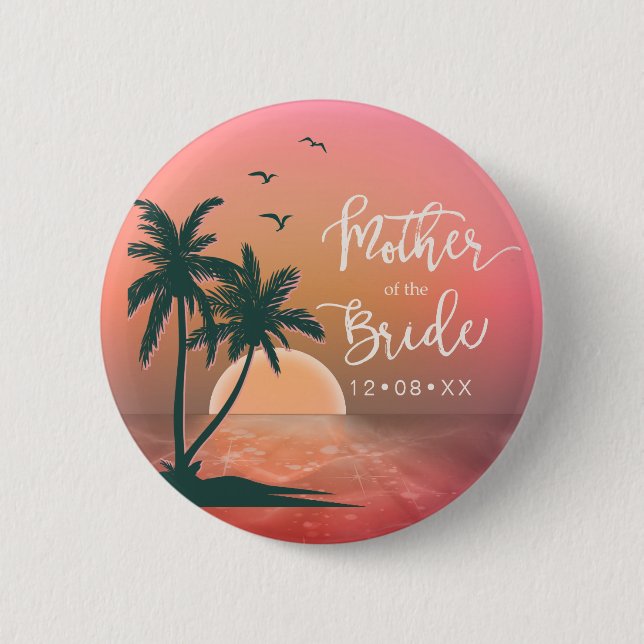 Tropical Isle Mother of the Bride Pink ID581 2 Inch Round Button (Front)