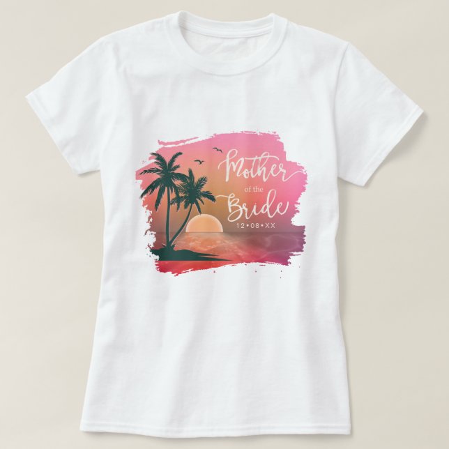 Tropical Isle Mother of the Bride Pink ID581 T-Shirt (Design Front)