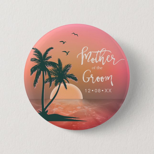 Tropical Isle Mother of the Groom Pink ID581 2 Inch Round Button (Front)
