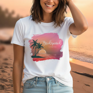 Tropical Isle Sunrise Bridesmaid Pink ID581 T-Shirt