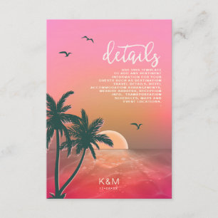 Tropical Isle Sunrise Wedding Details Pink ID581 Enclosure Card