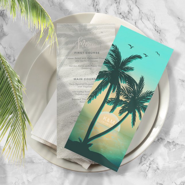 Tropical Isle Sunrise Wedding Menu Teal ID581 (Creator Uploaded)