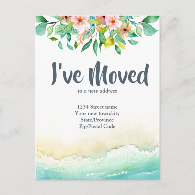 Tropical I've Moved Change of Address Postcard (Front)