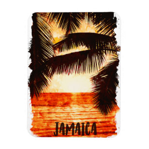 Tropical Jamaica Sunset Caribbean Island Magnet