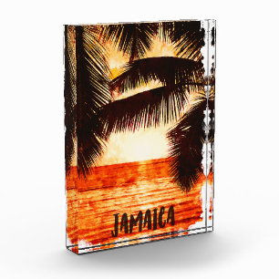 Tropical Jamaica Sunset Caribbean Island  Photo Block