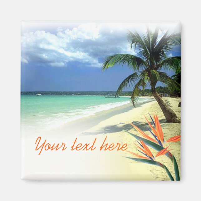 Tropical Jamaican Hawaiian Wedding Favour Keepsake Magnet (Front)