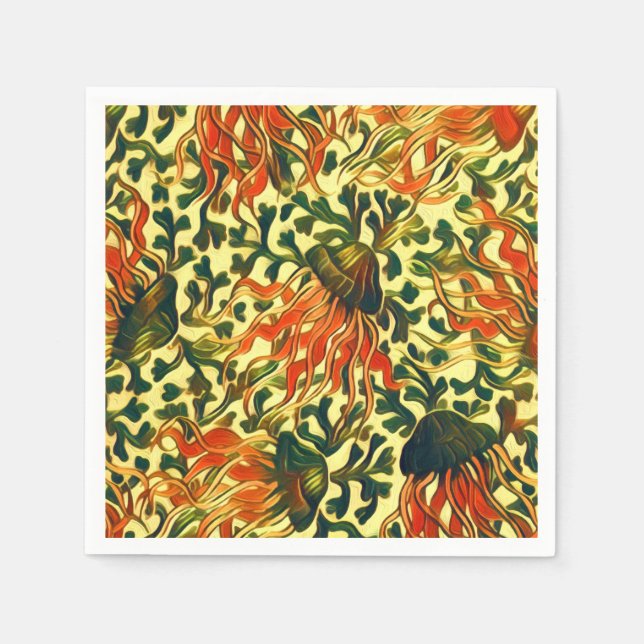 Tropical Jellyfish Underwater Ocean Sea Fine Art Napkin (Front)