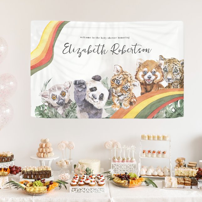 Tropical Jungle Baby Animals | Baby Shower Banner (Creator Uploaded)