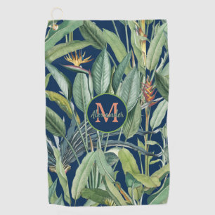 Tropical Jungle Banana Tree Strelitzia Monogram Golf Towel