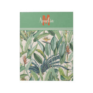 Tropical Jungle Banana Tree Strelitzia Monogram Notepad