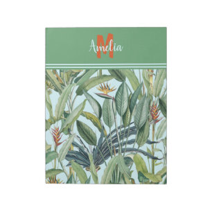 Tropical Jungle Banana Tree Strelitzia Monogram Notepad