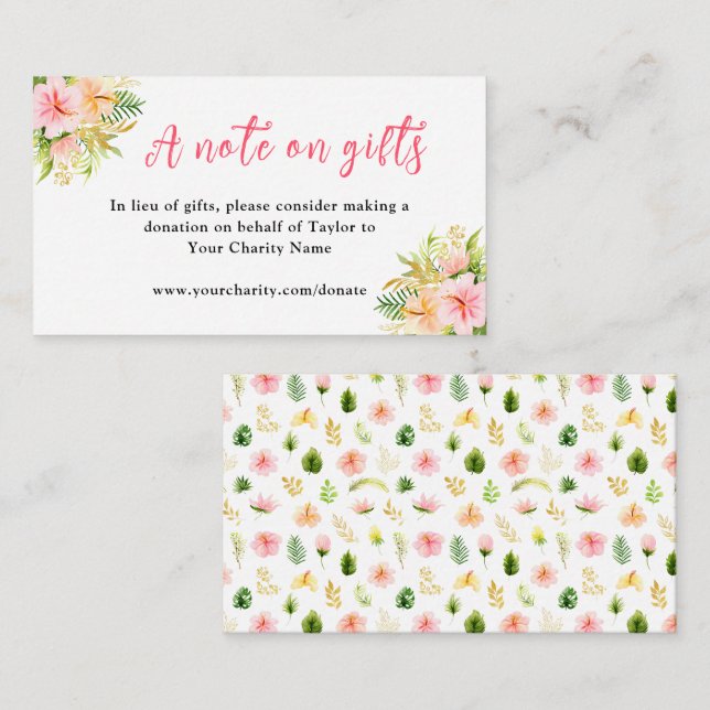 Tropical Jungle Birthday A Note On Gifts Enclosure Card (Front/Back)