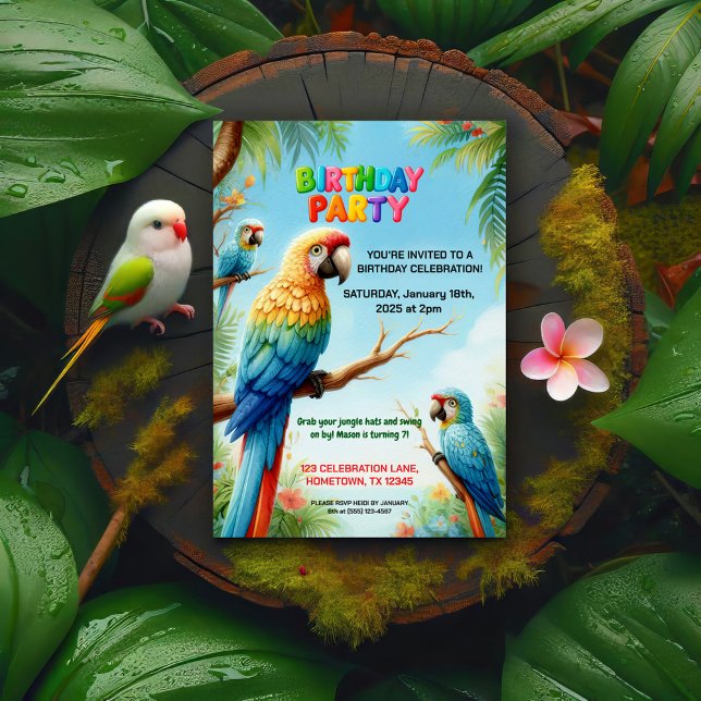 Tropical Jungle Birthday Party Invitation for Kids (Creator Uploaded)