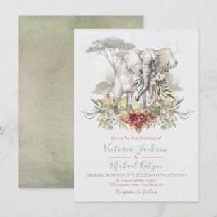 Tropical Jungle Elephant Wedding invitations