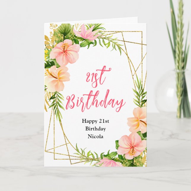 Tropical Jungle Floral Birthday Card (Front)