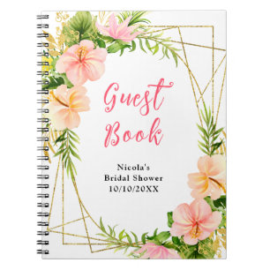 Tropical Jungle Floral Bridal Shower Guest Book