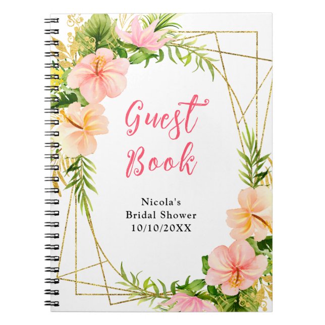 Tropical Jungle Floral Bridal Shower Guest Book (Front)