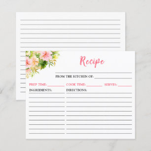 Tropical Jungle Floral Recipe Card