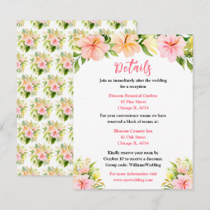 Tropical Jungle Floral Wedding Details Enclosure Card