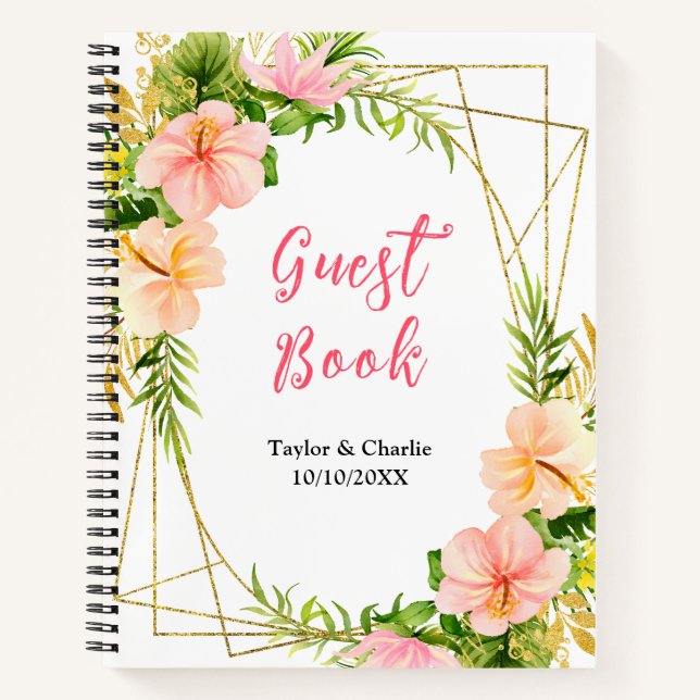 Tropical Jungle Floral Wedding Guest Book (Front)